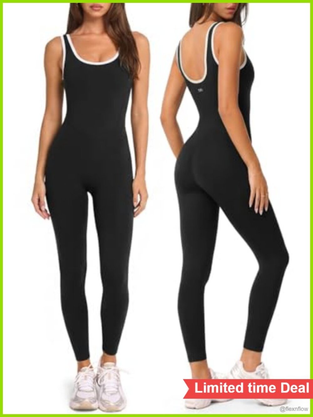 One Piece Workout Jumpsuit for Women Yoga Full Length Romper Square Neck Gym
